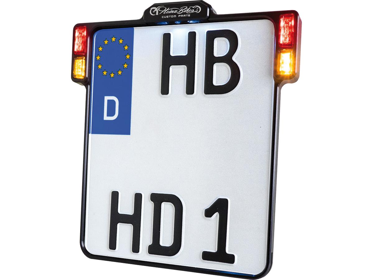 Heinz Bikes All Inn 2.0 License Plate Base Plate Turn Signal/Brake Light/Taillight And License Plate Light, German Size 220x200mm Black Anodized Heinz Bikes