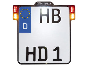 Heinz Bikes All Inn 2.0 License Plate Base Plate Turn Signal/Brake Light/Taillight And License Plate Light, German Size 220x200mm Black Anodized Heinz Bikes