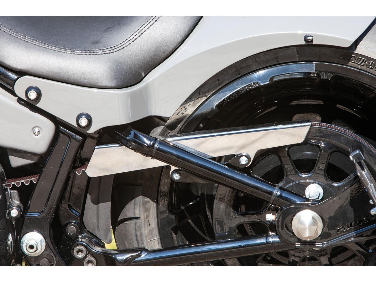 Ricks Motorcycles Smooth Belt Guard For Softail Polished Ricks Motorcycles