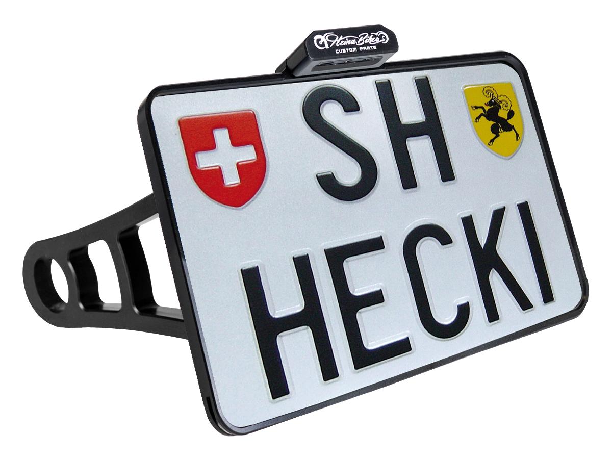 Heinz Bikes Side Mount License Plate Kit Swiss Specification 180x140mm Black Anodized Heinz Bikes Default Title