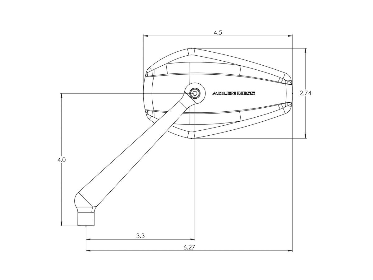 Arlen Ness Mini Stocker Billet Mirror Black Anodized Right Arlen Ness