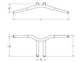 Burly Brand 10" Dominator Raked Bar Bar 4 Hole Gloss Black 1 1/4" Burly Brand