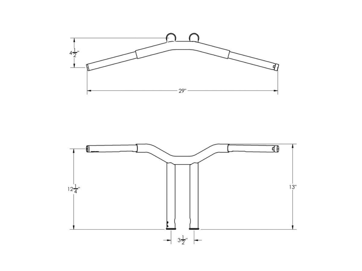 Burly Brand 12" Dominator Raked Bar Bar 4 Hole Gloss Black 1 1/4" Burly Brand