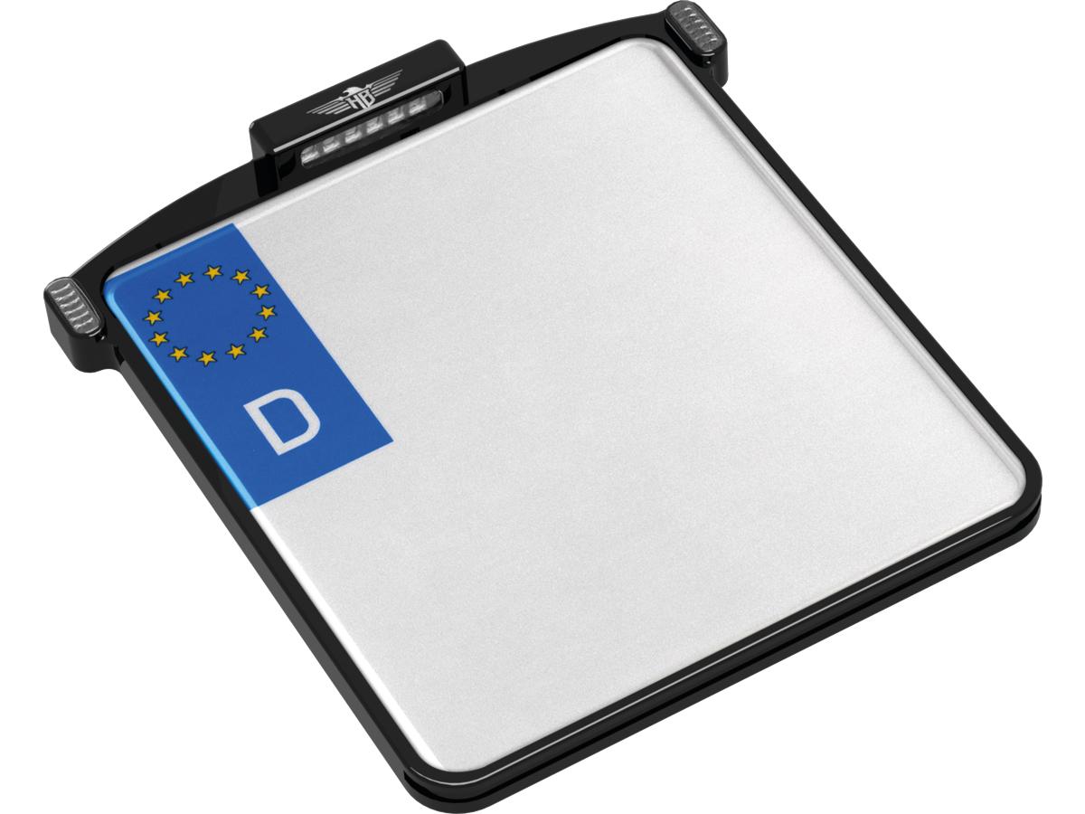 Heinz Bikes All In One Micro License Plate Base Plate 3 In 1 And License Plate Light, Austria Size Black Anodized Heinz Bikes Default Title