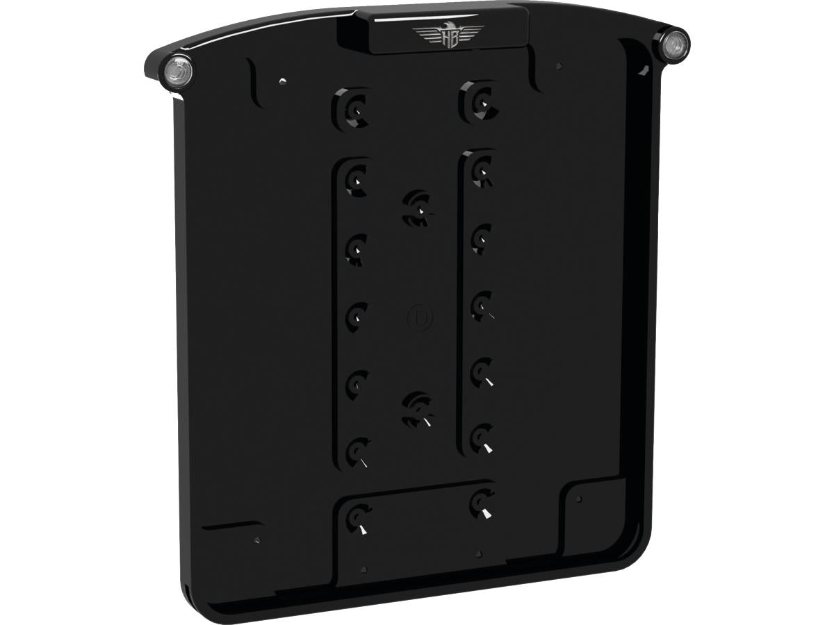 Heinz Bikes All In One Nano License Plate Base Plate 3 In 1 And License Plate Light, German Size 200x180mm Black Anodized Heinz Bikes
