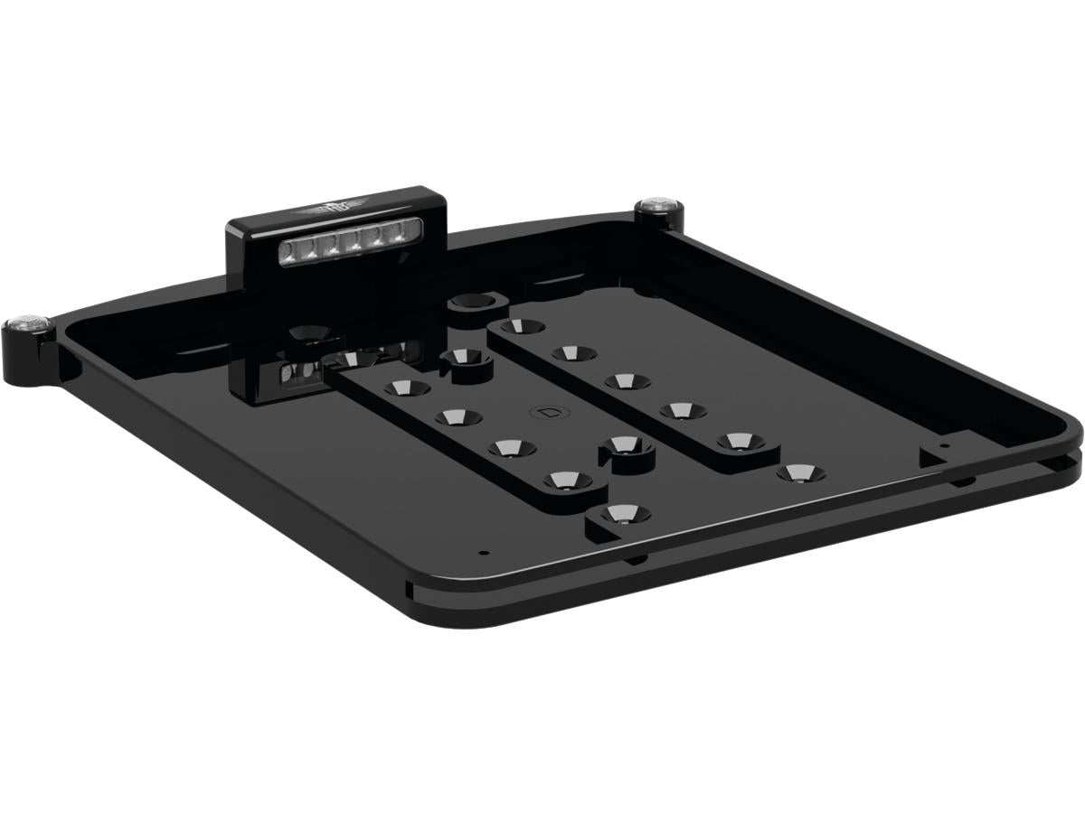 Heinz Bikes All In One Nano License Plate Base Plate 3 In 1 And License Plate Light, Swiss Size Black Anodized Heinz Bikes