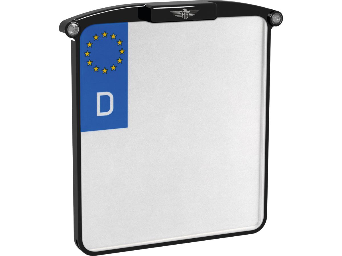 Heinz Bikes All In One Nano License Plate Base Plate 3 In 1 And License Plate Light, Swiss Size Black Anodized Heinz Bikes
