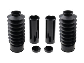 Cult Werk 6 Piece Fork Covers With Lower Fork Rubbers Long Version, Plain, Relocated Oem Headlamp Mask And Front Turn Signal Position Black Gloss Powder Coated Cult Werk