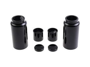 Cult Werk 6 Piece Fork Covers With Lower Fork Aluminum Covers Short Version, With Cult Werk Logo, With Oem Headlamp Mask And Relocated Oem Front Turn Signals Gloss Black Powder Coated Cult Werk