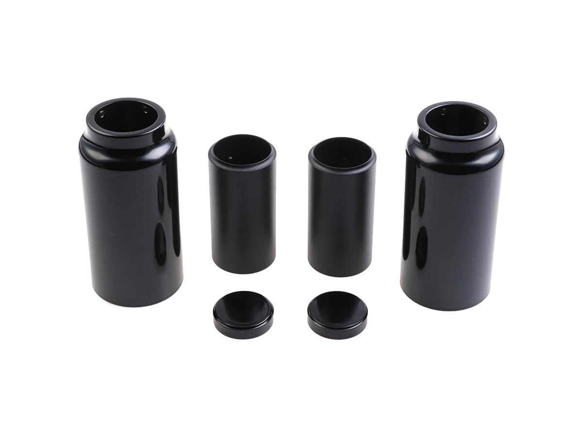 Cult Werk 6 Piece Fork Covers With Lower Fork Aluminum Covers Mid Version, With Cult Werk Logo, With Oem Turnsignals And Relocated Oem Headlamp Mask Gloss Black Powder Coated Cult Werk