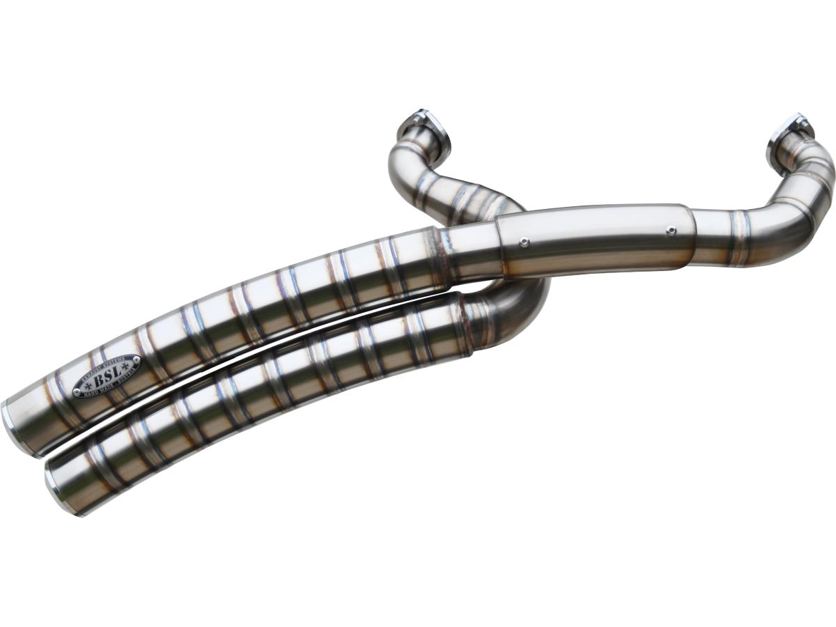 Bsl Rainbow Down Under Snake On The Road Exhaust System , Raw Smooth Heat Shield, Polished Smooth End Cap, Outline 70 Mm Bsl