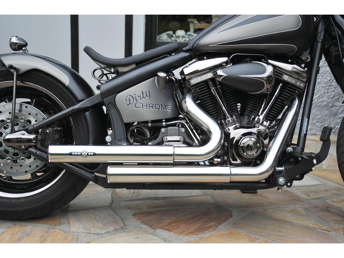 Bsl Top Chopp Staggered Forward Control Exhaust System , Without Heat Shield, Polished Smooth End Cap, Black 2,5" Bsl Default Title
