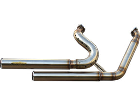 Bsl Top Chopp Staggered Forward Control Exhaust System , Raw Hole Heat Shield, Polished Smooth End Cap, Outline 2,5" Bsl