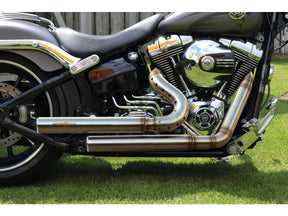 Bsl Top Chopp Staggered Forward Control Exhaust System , Raw Hole Heat Shield, Polished Smooth End Cap, Outline 2,5" Bsl Default Title