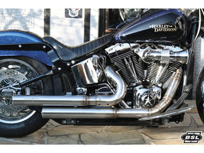 Bsl Top Chopp Staggered Floorboard Exhaust System , Raw Hole Heat Shield, Polished Smooth End Cap, Outline 2,5" Bsl Default Title