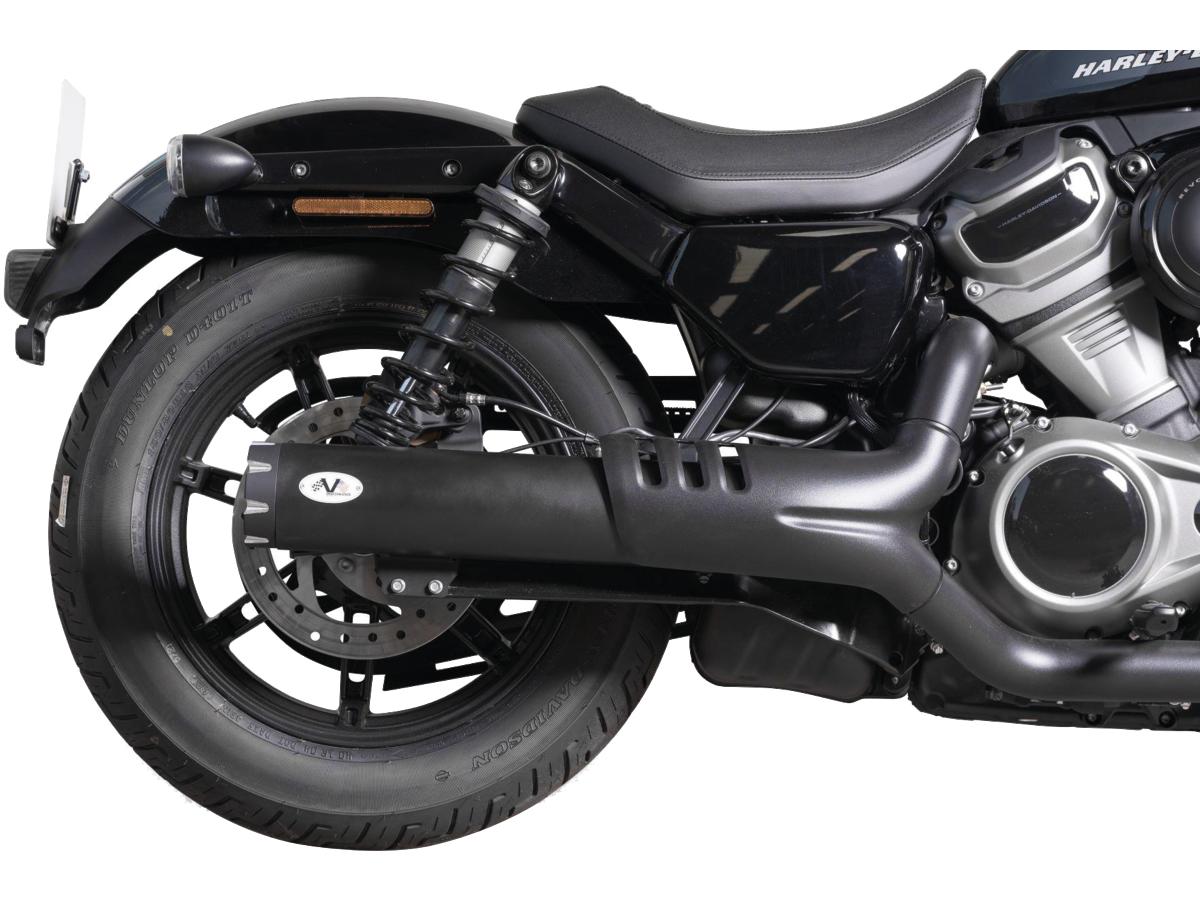 V Performance Single Slip On Muffler Set Black Cut Revolver End Cap Black Ceramic Coated V Performance
