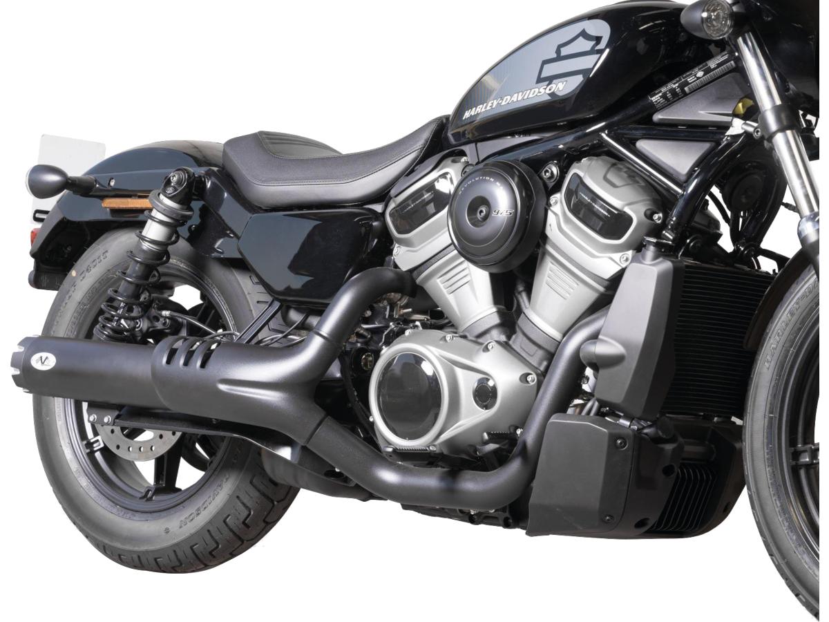 V Performance Single Slip On Muffler Set Black Cut Revolver End Cap Black Ceramic Coated V Performance