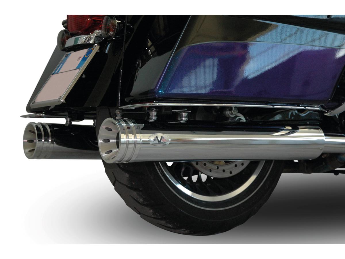 V Performance Double Slip On Muffler Set Endcap Double Ring Chrome V Performance Default Title