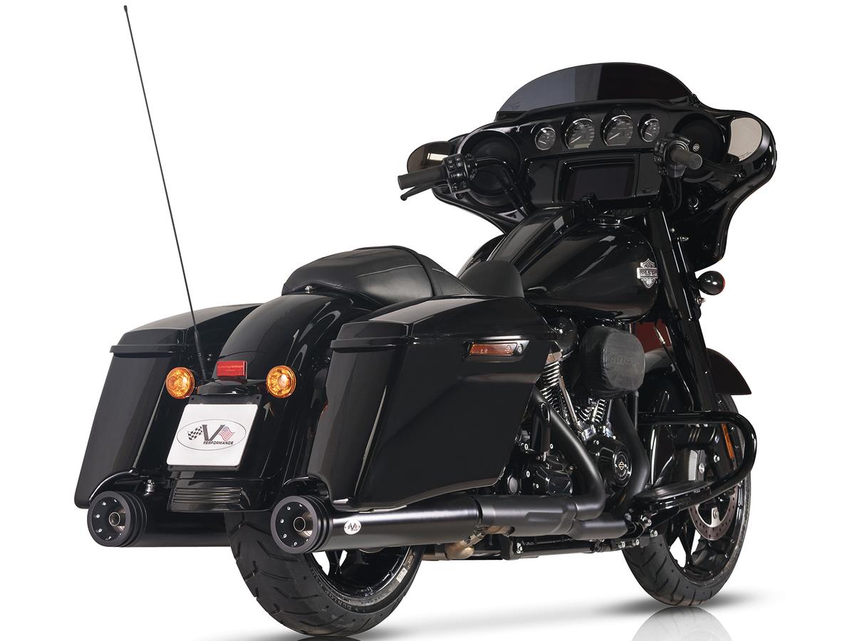 V Performance Double Slip On Muffler Set Endcap Double Ring Black Ceramic Coated V Performance