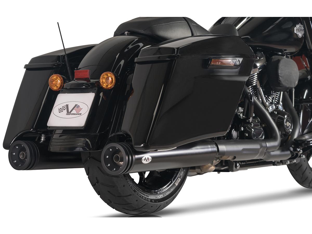 V Performance Double Slip On Muffler Set Endcap Double Ring Black Ceramic Coated V Performance