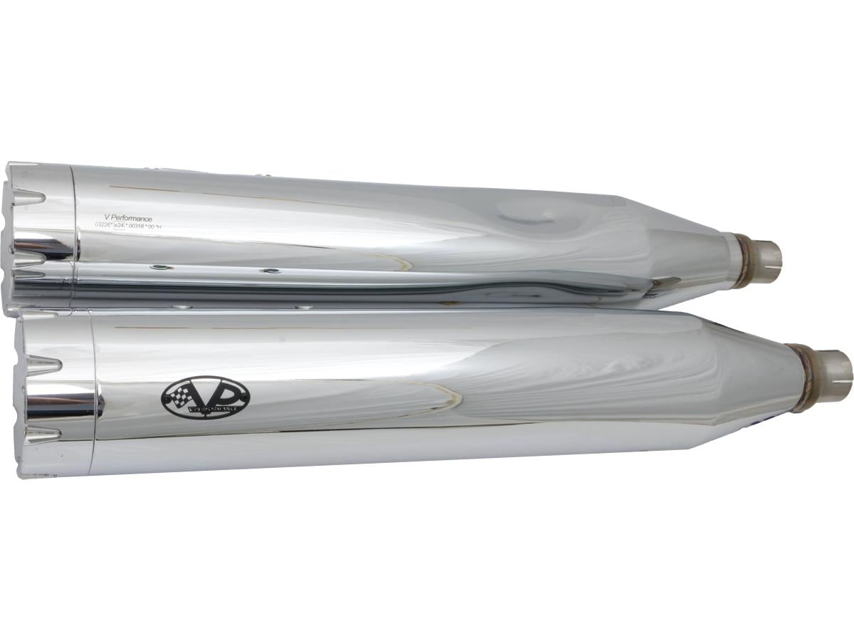 V Performance Double Slip On Muffler Set Endcap Revolver Chrome V Performance Default Title