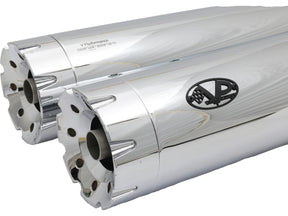 V Performance Double Slip On Muffler Set Endcap Revolver Chrome V Performance