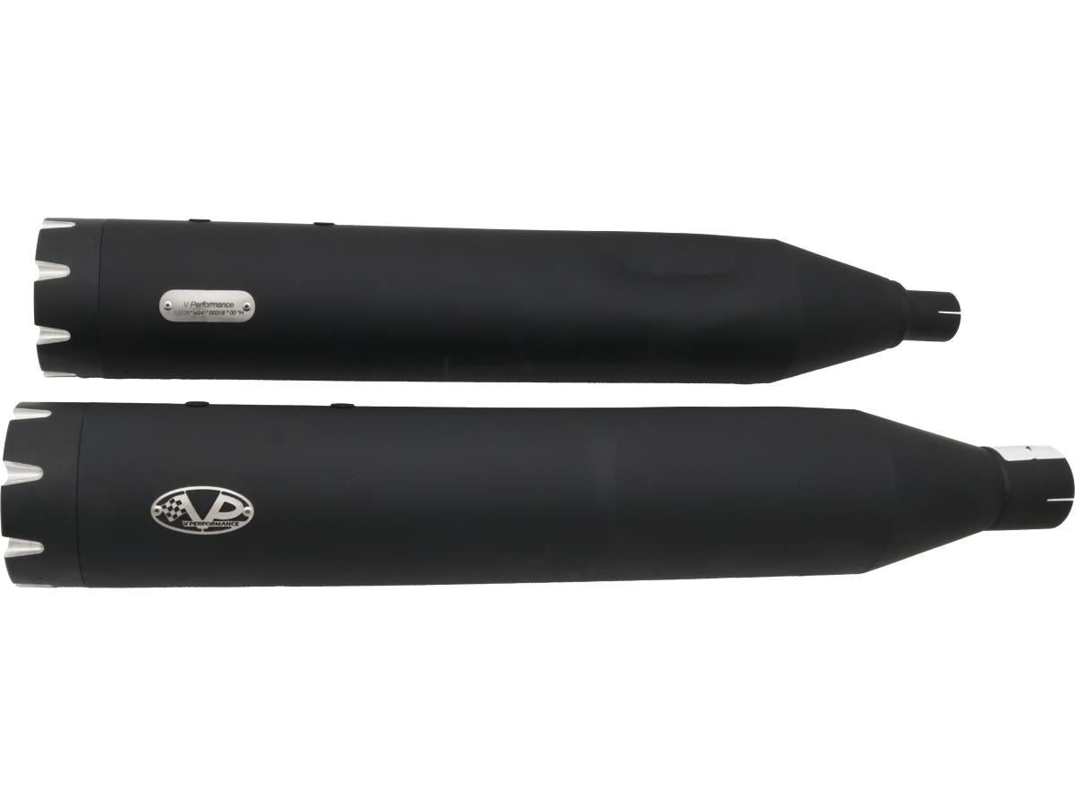 V Performance Double Slip On Muffler Set Endcap Revolver Black Ceramic Coated V Performance Default Title