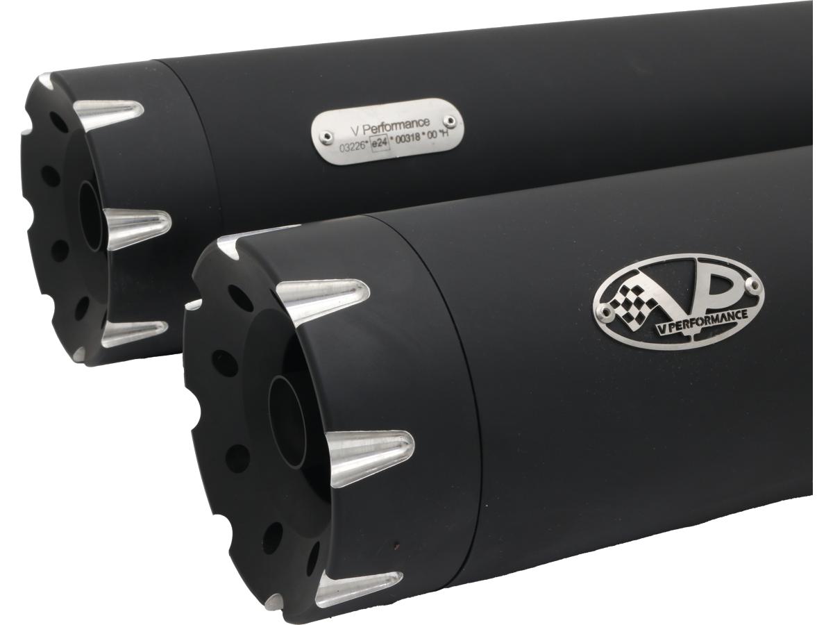 V Performance Double Slip On Muffler Set Endcap Revolver Black Ceramic Coated V Performance