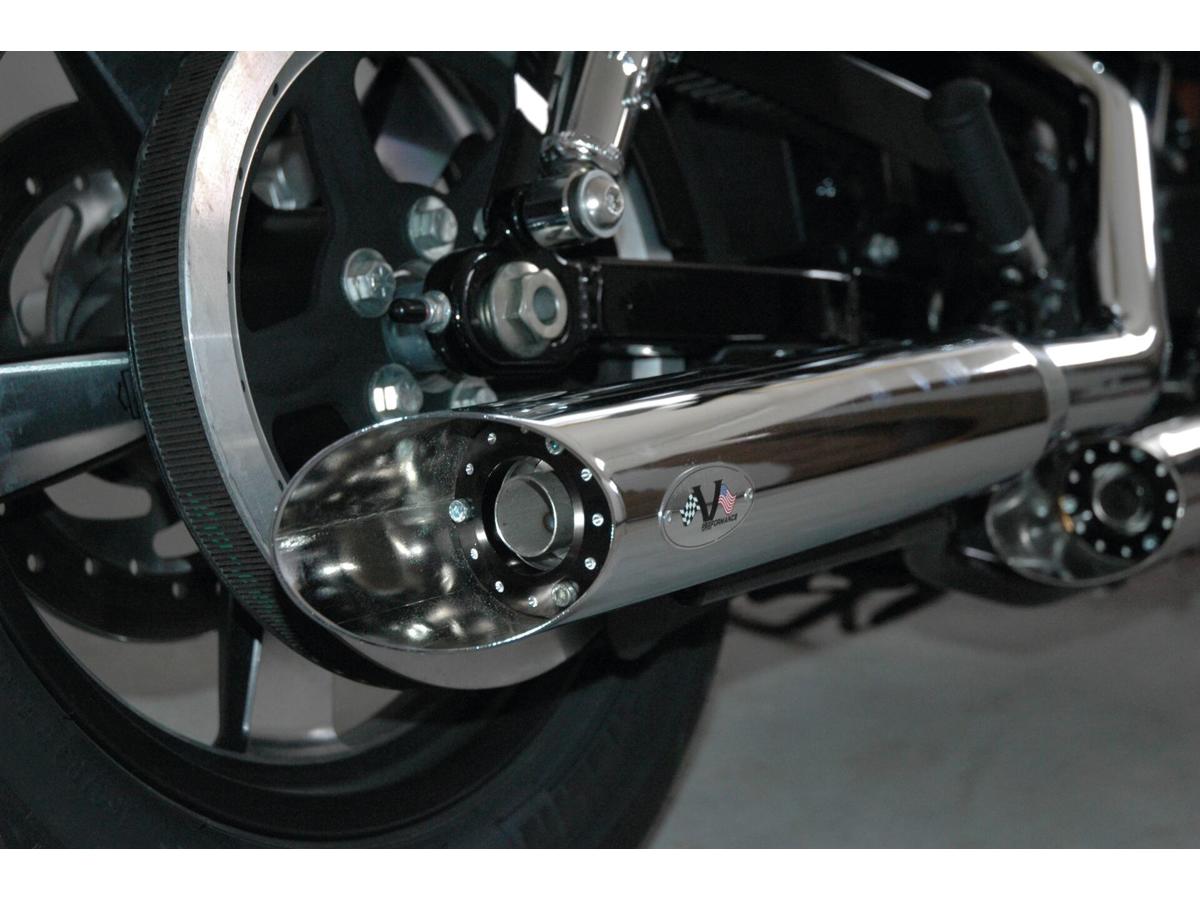 V Performance Double Slip On Muffler Set Endcap Slash Cut Chrome V Performance