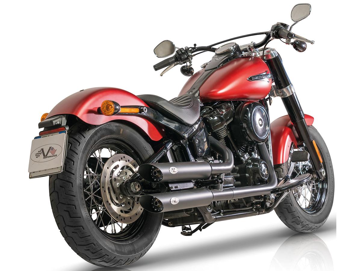 V Performance Double Slip On Muffler Set Endcap Slash Cut Chrome V Performance
