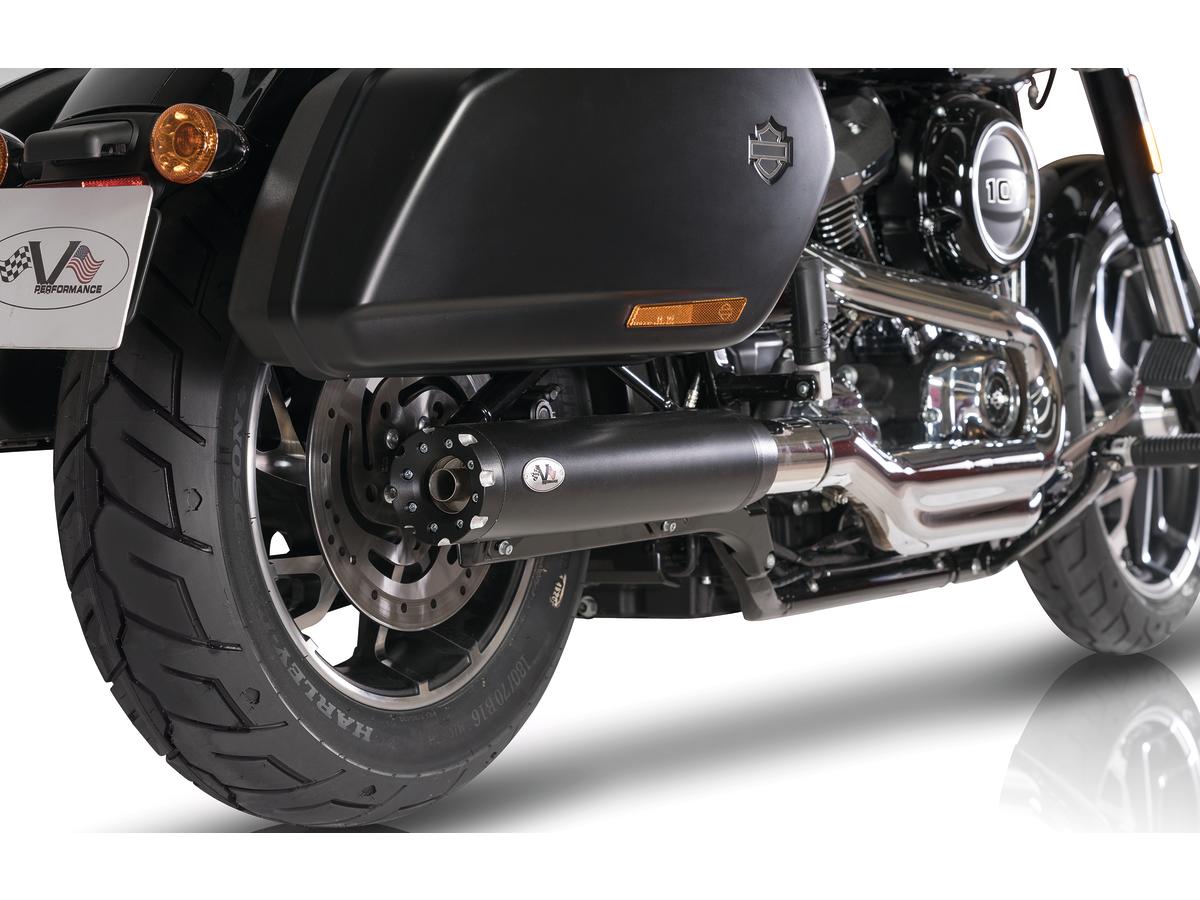V Performance Single Slip On Muffler Set Black Cut Revolver End Cap Black Ceramic Coated V Performance