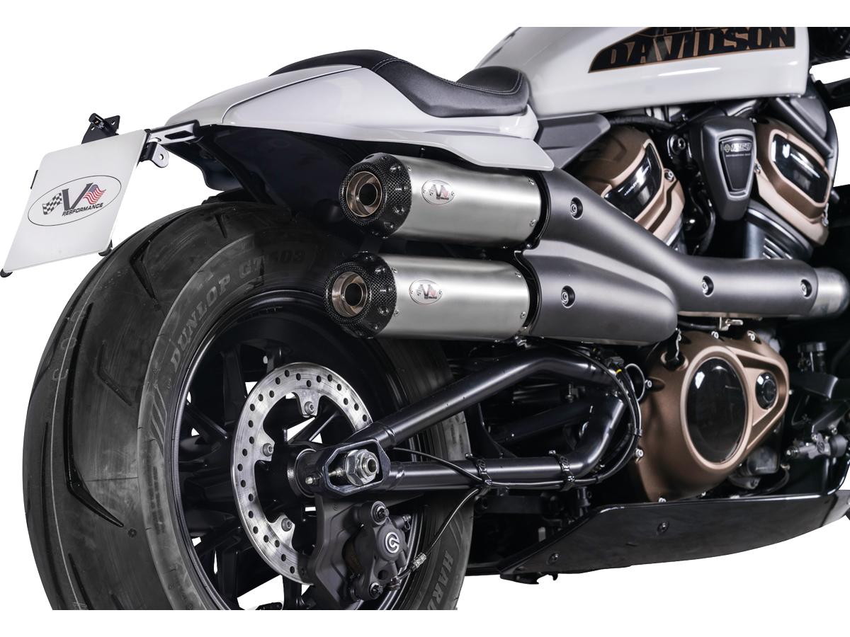 V Performance 2 In 2 Muffler Set For Sportster S Models Endcap Tracker Carbon Satin V Performance