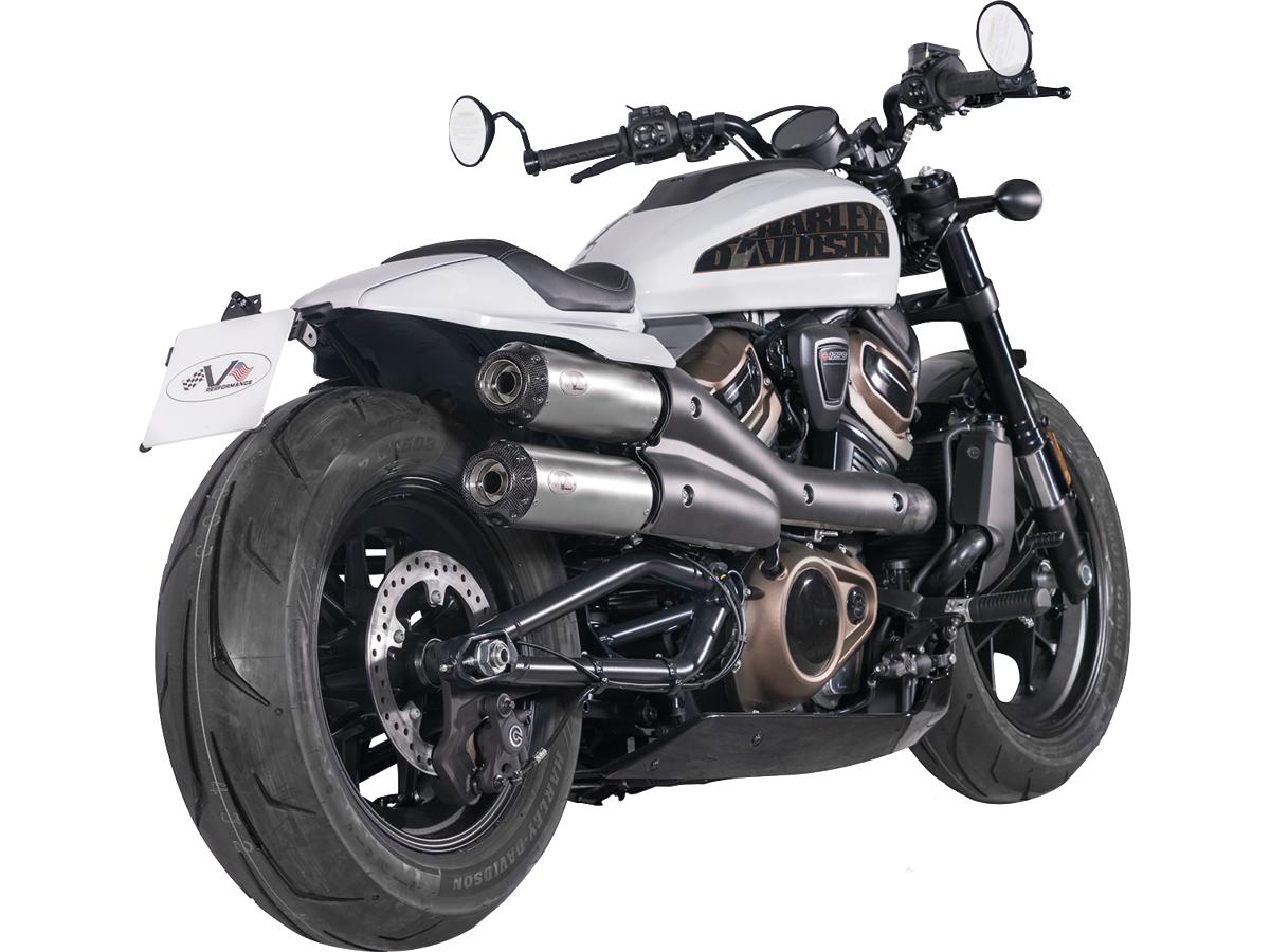 V Performance 2 In 2 Muffler Set For Sportster S Models Endcap Tracker Carbon Satin V Performance