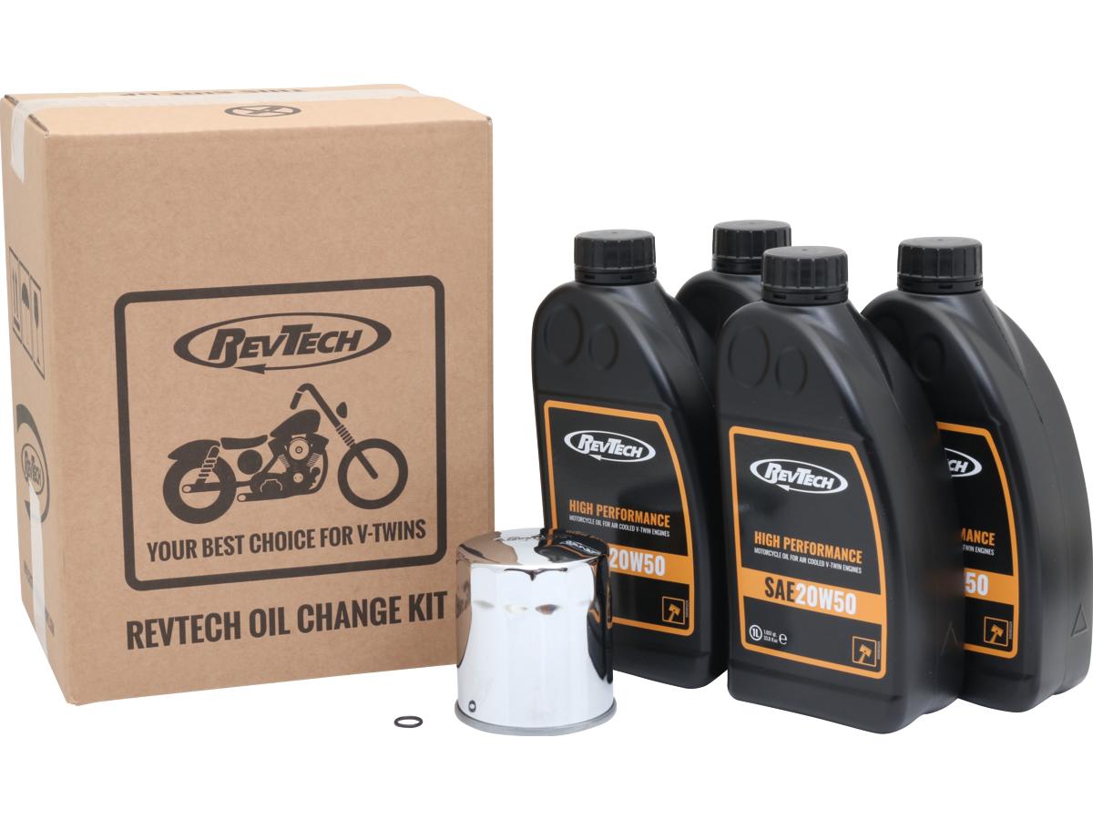 Rev Tech High Performance 4 Liter Sae20 W50 Engine Oil Change Kit Chrome Oil Filter Rev Tech Default Title