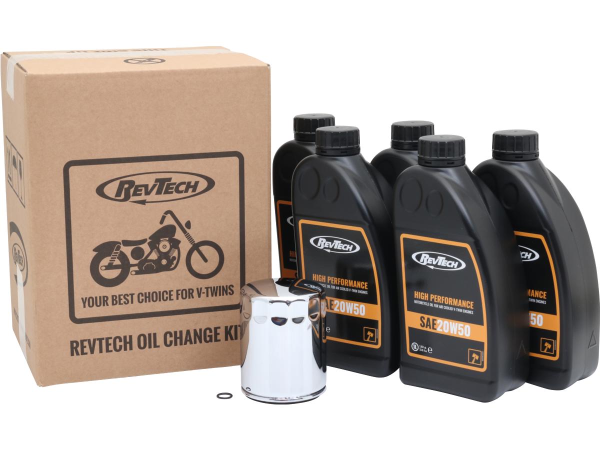 Rev Tech High Performance 5 Liter Sae20 W50 Engine Oil Change Kit Chrome Oil Filter Rev Tech Default Title