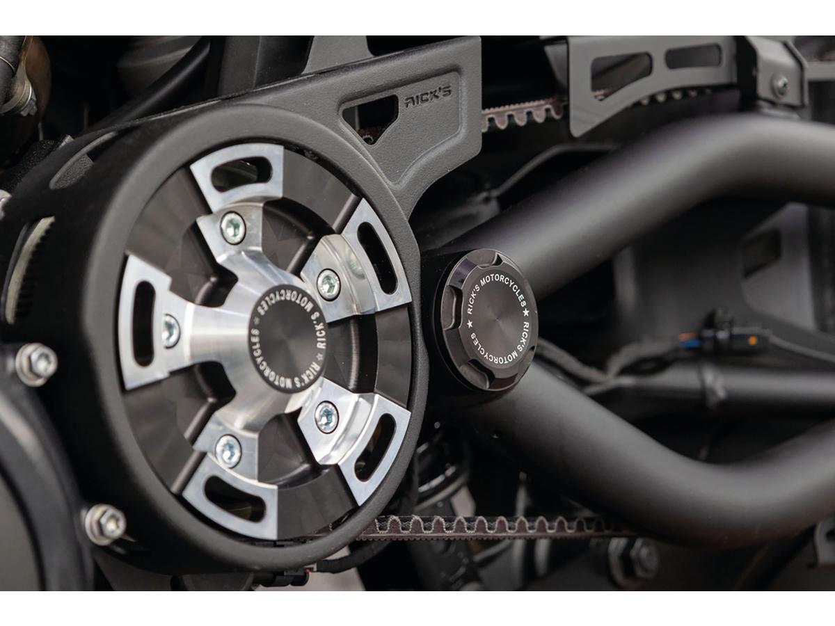 Ricks Motorcycles Premium Swing Arm Axle Cover With Ricks Logo Satin Black Powder Coated Ricks Motorcycles