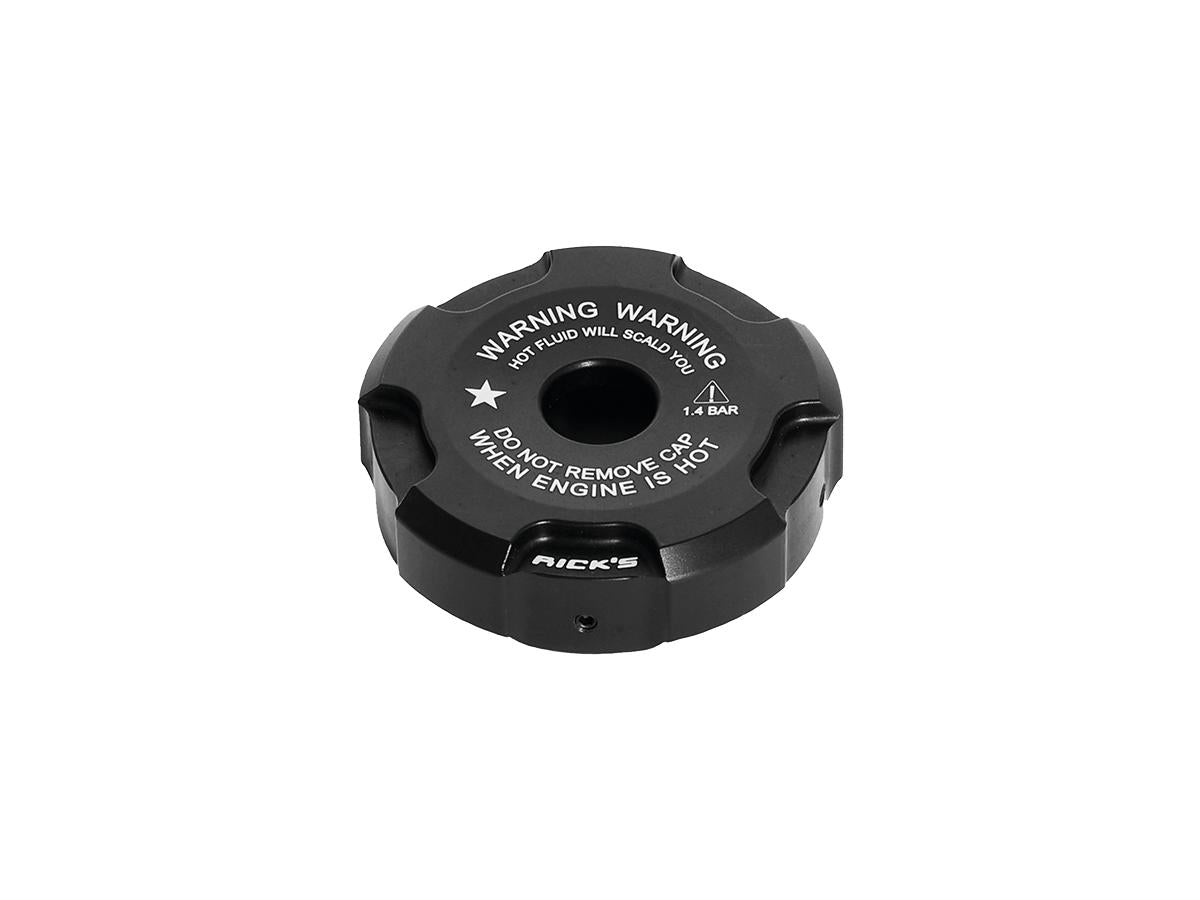 Ricks Motorcycles Premium Radiator Cap For Sportster S With Ricks Logo Satin Black Powder Coated Ricks Motorcycles