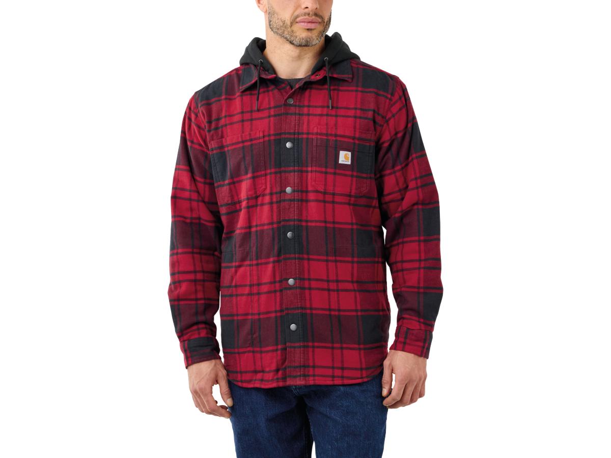 Carhartt Rugged Flex Relaxed Fit Flannel Fleece Lined Hooded Shirt Jacket Carhartt Default Title