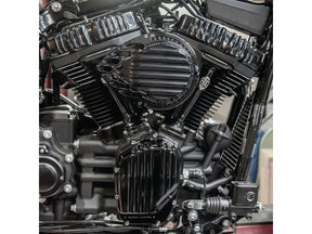 Rough Crafts Finned Air Cleaner Black Anodized Rough Crafts