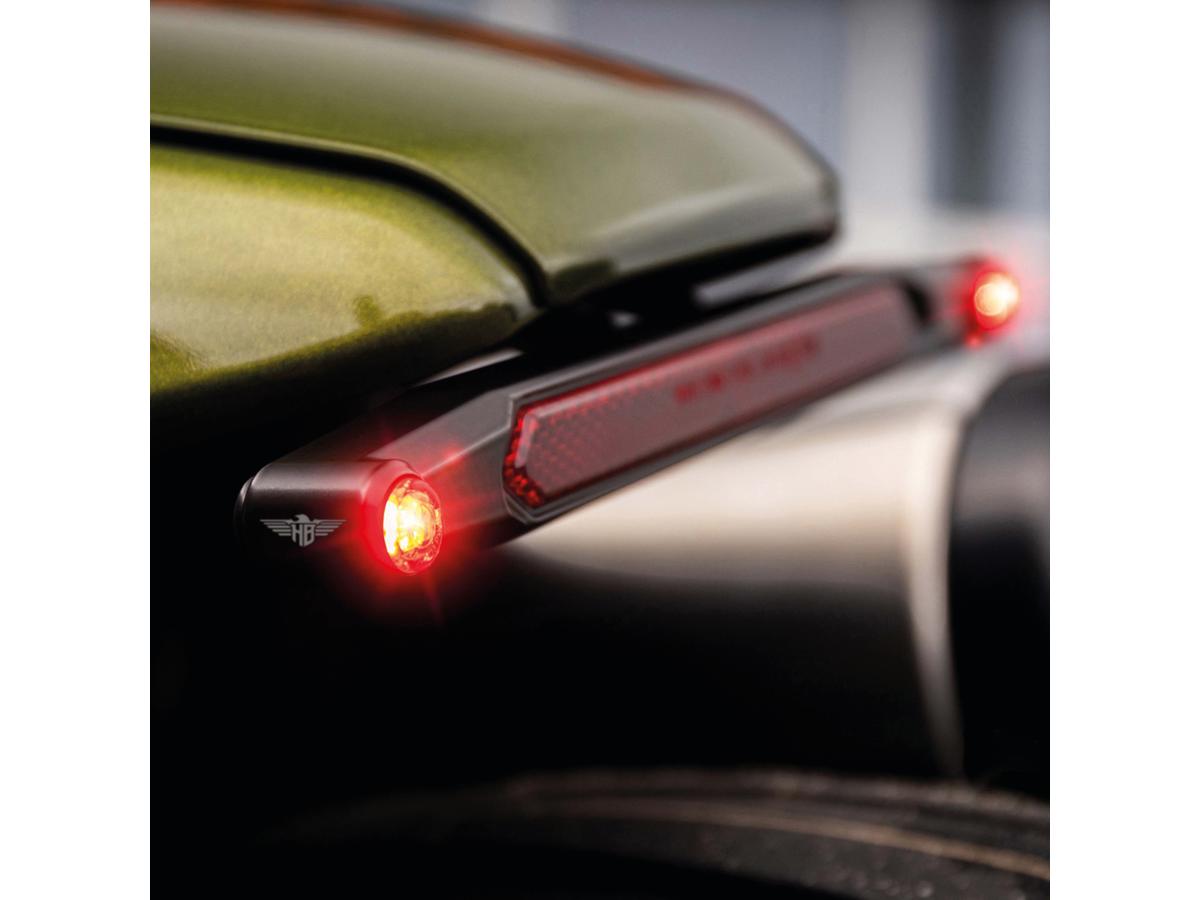 Heinz Bikes Nano 3 In 1 Led Lightbar With Led Turn Signals, Brake And Taillight For Sportster S Black Powder Coated Tinted Led Heinz Bikes