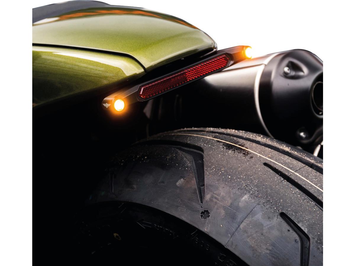 Heinz Bikes Nano 3 In 1 Led Lightbar With Led Turn Signals, Brake And Taillight For Sportster S Black Powder Coated Tinted Led Heinz Bikes