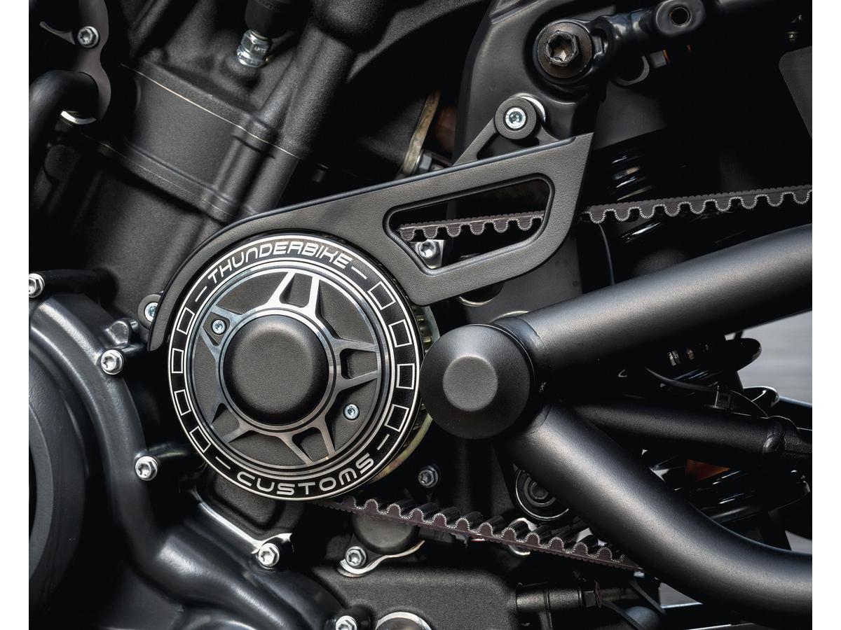 Thunderbike Front Pulley Cover For Sportster S And Nightster Plain Design Black Cut Thunderbike