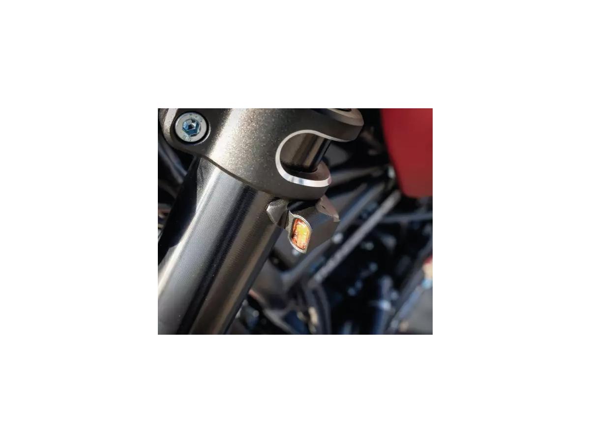 Thunderbike Quick Stripe Turn Signal Set 54mm Black Powder Coated Tinted Led Thunderbike