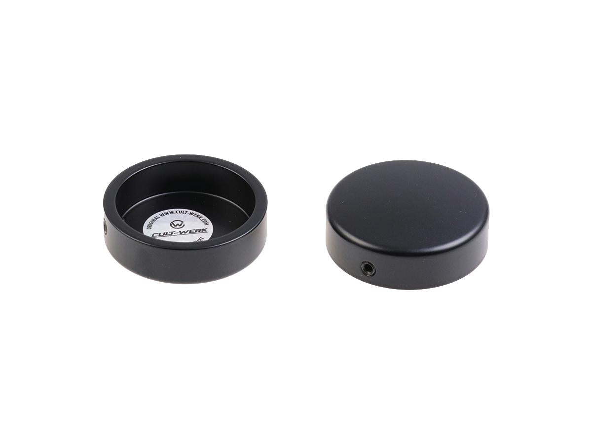 Cult Werk End Cap Fork Cover Fork Cap Plain Black Powder Coated Cult Werk