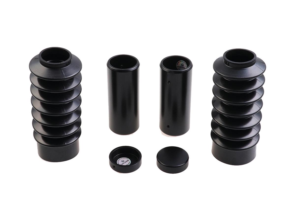 Cult Werk 6 Piece Fork Covers With Lower Fork Rubbers Short Version, With Cult Werk Logo, For Oem Front Turn Signal Position Gloss Black Powder Coated Cult Werk Default Title
