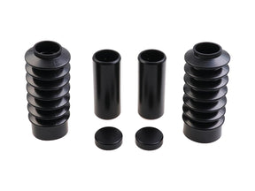 Cult Werk 6 Piece Fork Covers With Lower Fork Rubbers Short Version, With Cult Werk Logo, For Oem Front Turn Signal Position Gloss Black Powder Coated Cult Werk