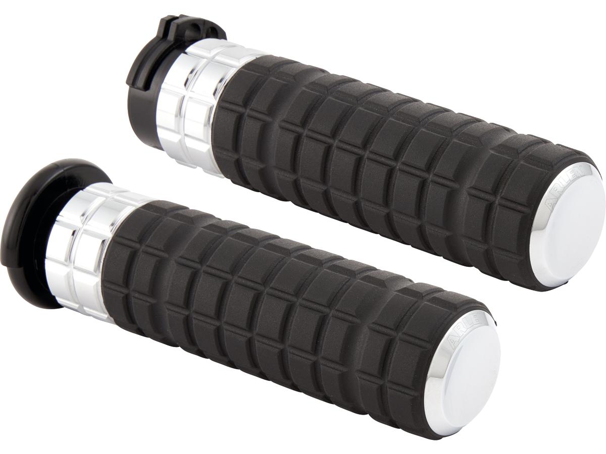 Arlen Ness Speedliner Grips Black Rubber, Chrome Inner Collar And Endcap 1" Throttle Cables Arlen Ness Default Title