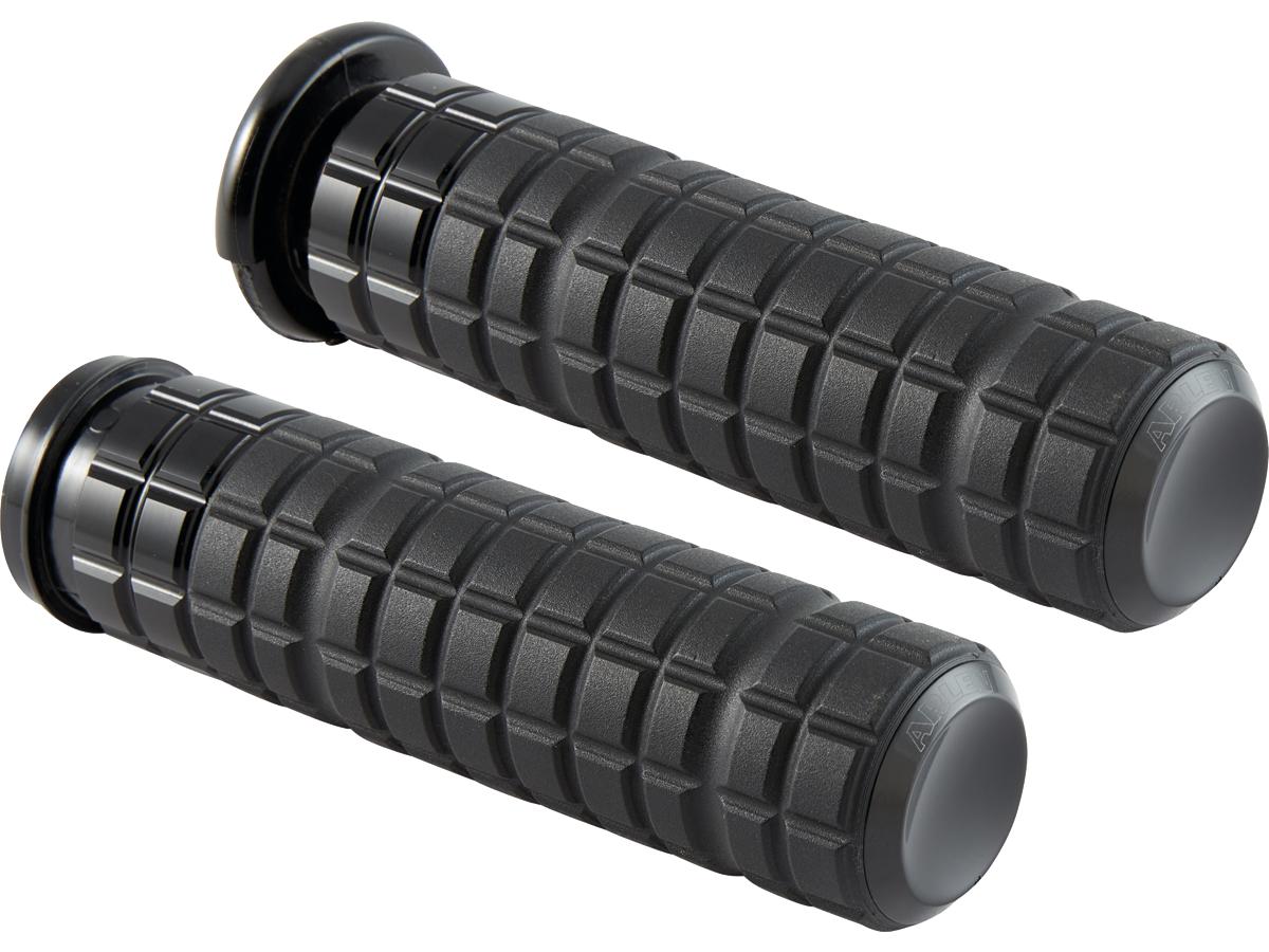 Arlen Ness Speedliner Grips Black Rubber, Black Inner Collar And Endcap 1" Throttle By Wire Arlen Ness Default Title