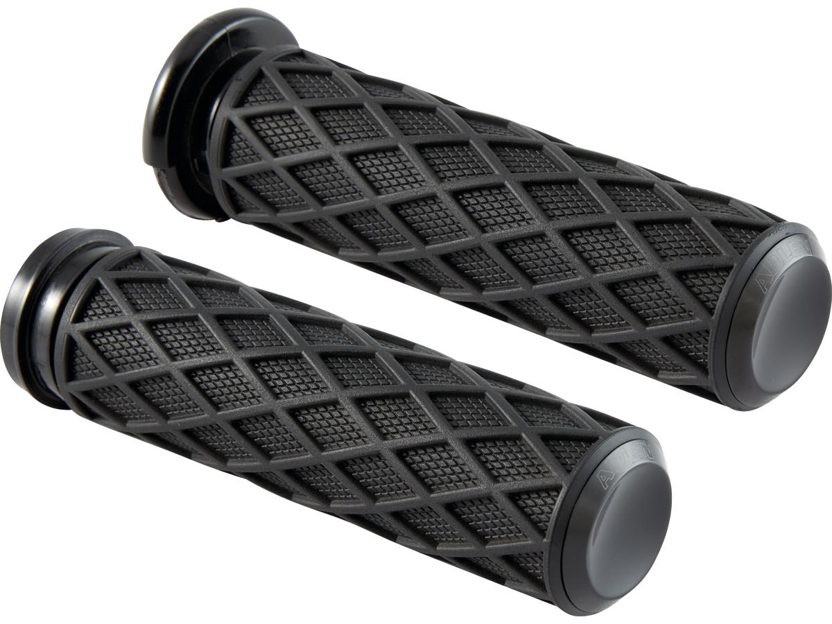 Arlen Ness Diamond Grips Black Rubber, Black Endcap 1" Throttle Cables Arlen Ness Default Title