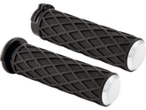 Arlen Ness Diamond Grips Black Rubber, Chrome Endcap 1" Throttle Cables Arlen Ness Default Title